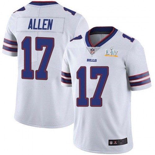 Men's Buffalo Bills #17 Josh Allen White NFL 2021 Super Bowl LV Stitched Jersey